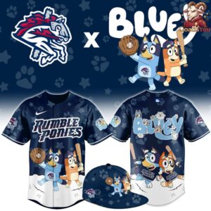 Binghamton Rumble Ponies x Bluey Night Special Edition Baseball Jersey 1