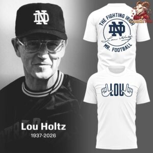 Legendary Coach Lou Holtz Notre Dame Memorial T Shirt 2