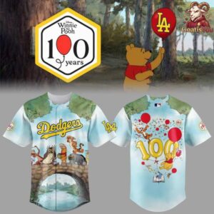 Los Angeles Dodgers Winnie Pooh 100 Year Anniversary Baseball Jersey