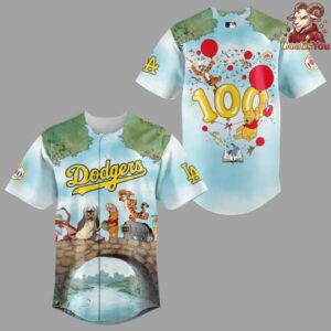 Los Angeles Dodgers Winnie Pooh 100 Year Anniversary Baseball Jersey 2