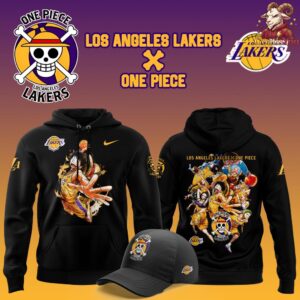 Los Angeles Lakers x One Piece The Straw Hat Pirates Black Hoodie