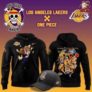Los Angeles Lakers x One Piece The Straw Hat Pirates Black Hoodie 10 1