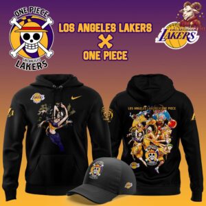 Los Angeles Lakers x One Piece The Straw Hat Pirates Black Hoodie 13 1
