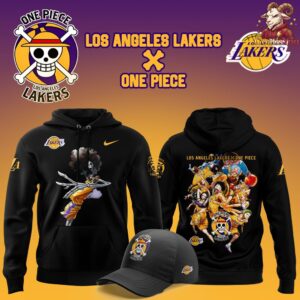 Los Angeles Lakers x One Piece The Straw Hat Pirates Black Hoodie 16 1