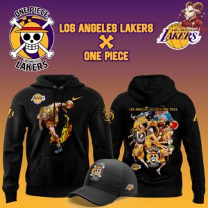 Los Angeles Lakers x One Piece The Straw Hat Pirates Black Hoodie 7 1