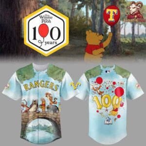 Texas Rangers Winnie Pooh 100 Year Anniversary Baseball Jersey