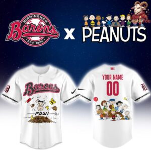 Birmingham Barons x Peanuts Night Limited Edition Baseball Jersey 2